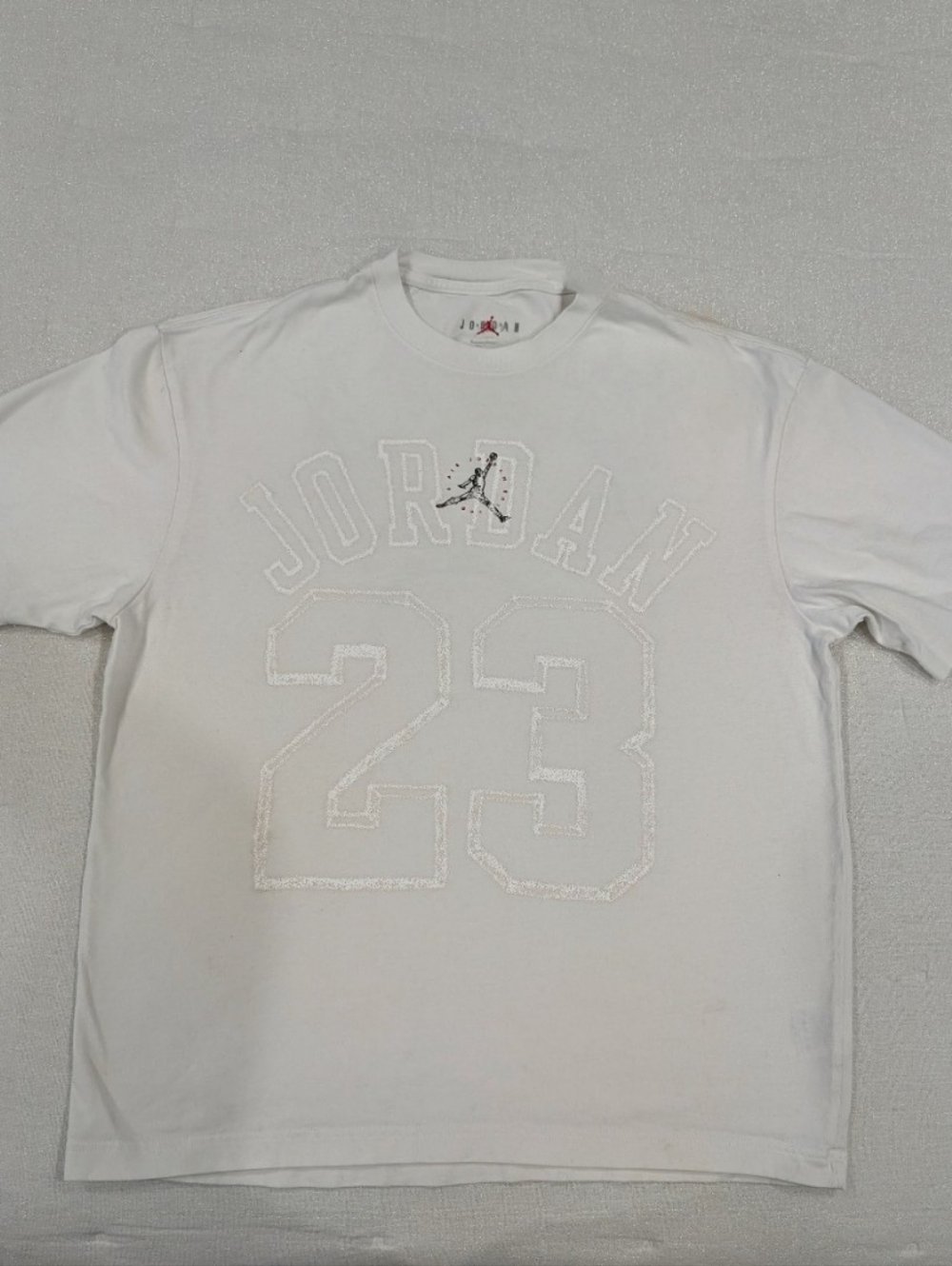 Men's Jordan White Tee with Red Jumpman Chest Logo